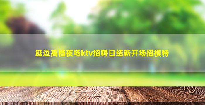 延边高档夜场ktv招聘日结新开场招模特